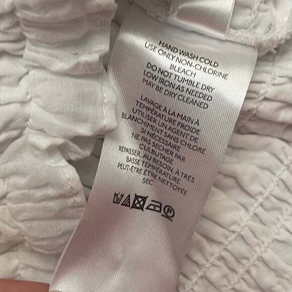 Anthropologie Maeve Cropped Puff Sleeve Blouse Womens XS White Coquette Boho‎ - Picture 9 of 9